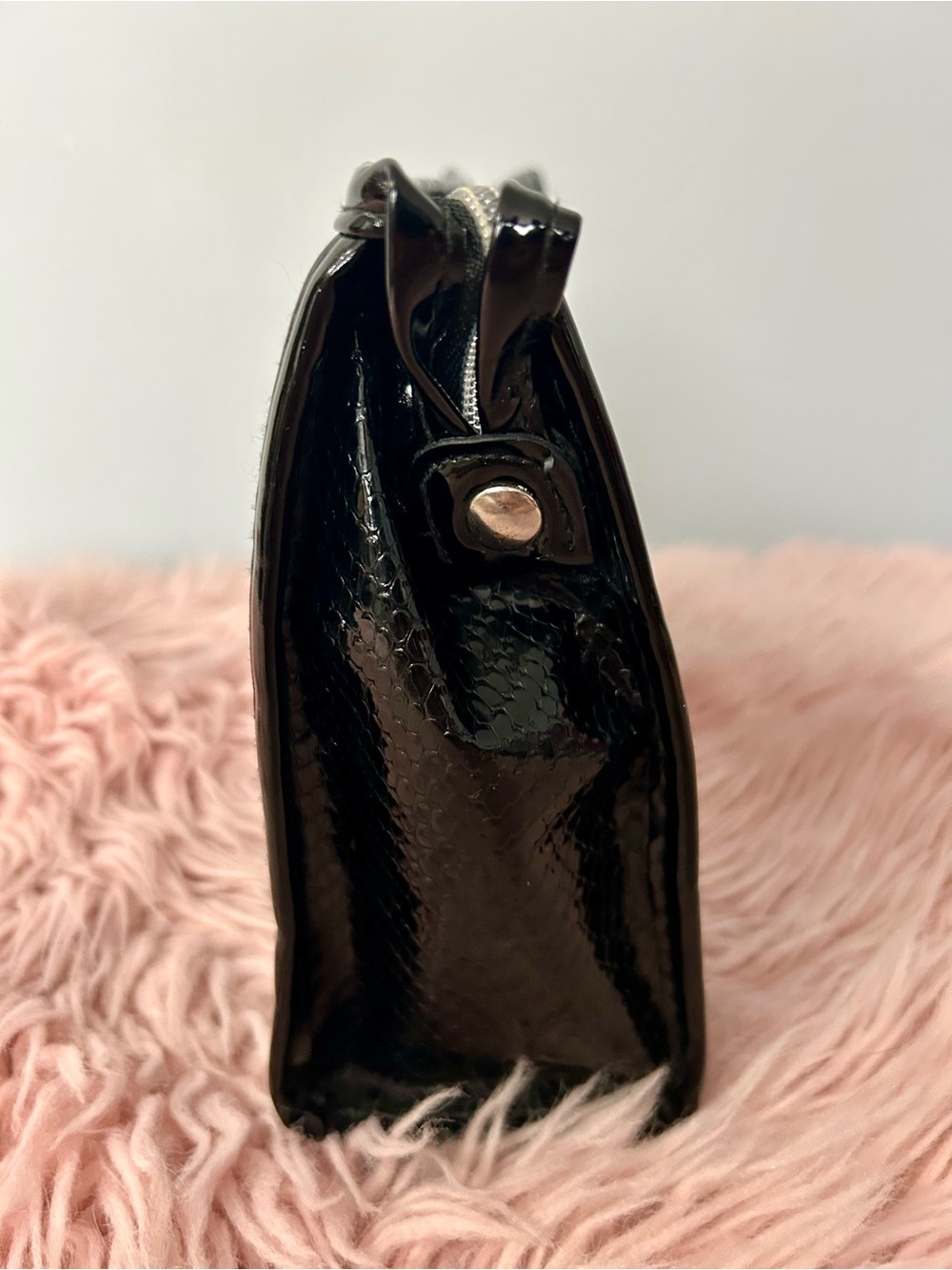 Lancôme Black Patent Snake-Embossed Cosmetic Pouch - Picture 4 of 6